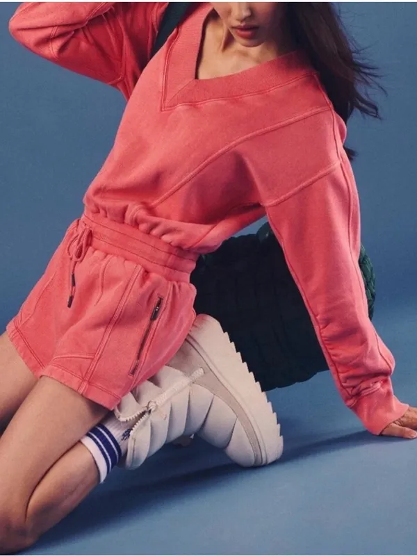 Free People Movement Intercept Romper Hibiscus Coral Pink Athleisure - Image 2