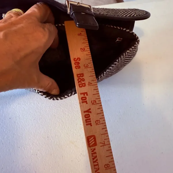 Banana Republic Clutch Black Herringbone Wool Blend Leather Trim Wristlet Bag‎ - Image 10