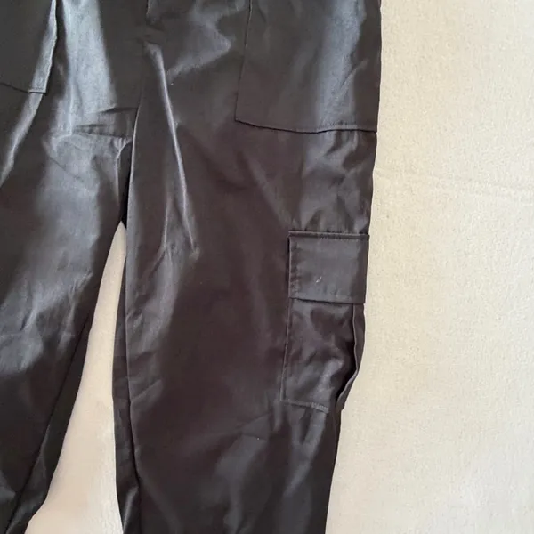 Women's Black Pull On with Button and Zip Closure Pants Size M #260611 - Image 2
