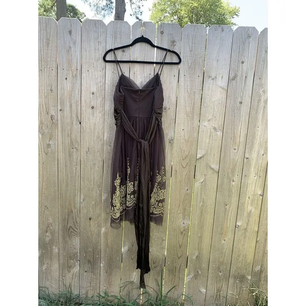 A.P.N.Y. Women's Brown Empire Waist Brown Gold Size 12 Fall‎ Mesh Satin Fairy - Image 8
