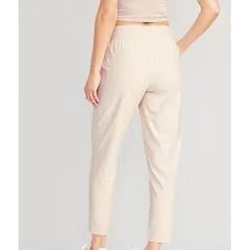 Old Navy Beige PowerSoft Go-Dry High Waisted Ribbed Panel Jogger Pants Small‎ - Image 3