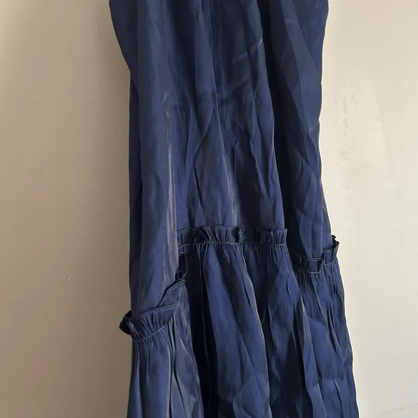 NWT Pinch Boutique Dress Small‎ Navy Blue Ruffle Neck And Trim Holiday Preppy - Image 11