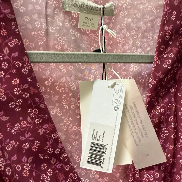 Outerknown Spring Dress Size XS Purple Cottage NWT Sustainable Summer Floral - Image 5