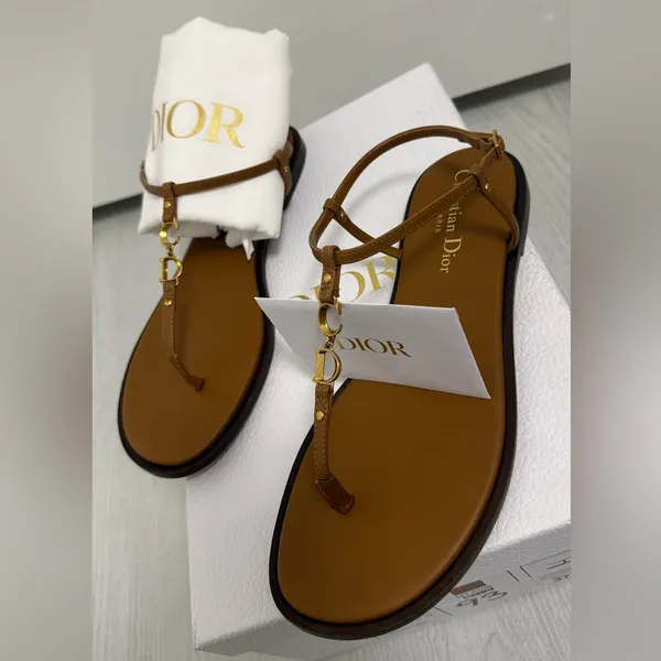 C’Est Dior Tan Leather Sandals - Image 4