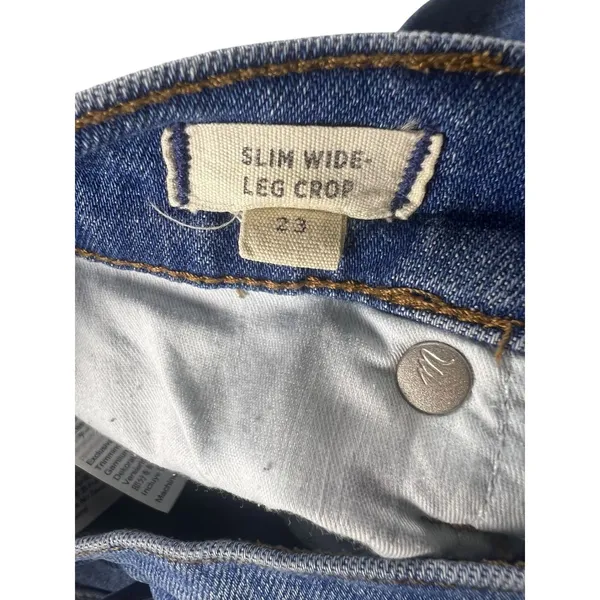 Madewell Slim Wide Leg Crop Jeans Womens 28 High Rise Raw Hem Medium Wash - Image 5