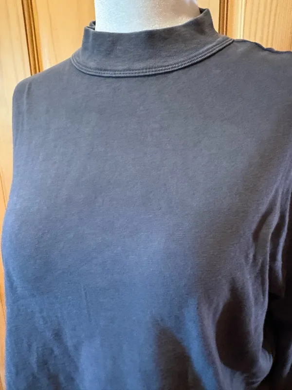 Aerie Washed Black Long-Sleeve Mock Neck Crop Top XS - Image 4