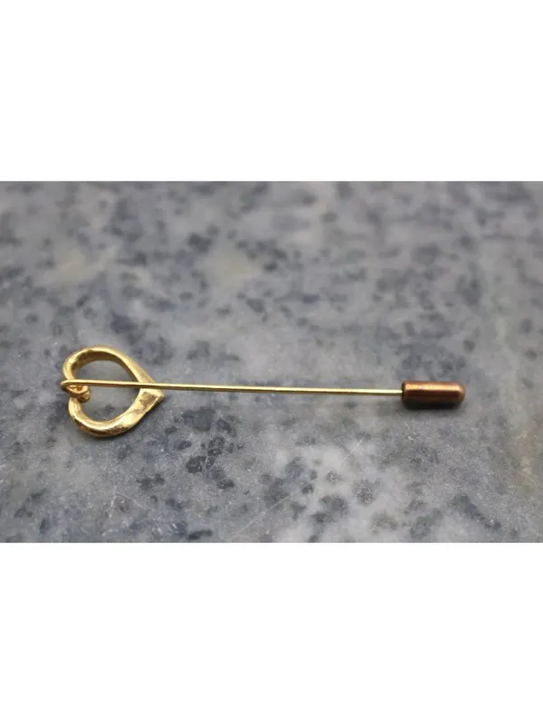 Vintage Victorian Romantic Gold Tone Heart Stick Pin Lapel, Hat, Scarf or Ties - Image 5