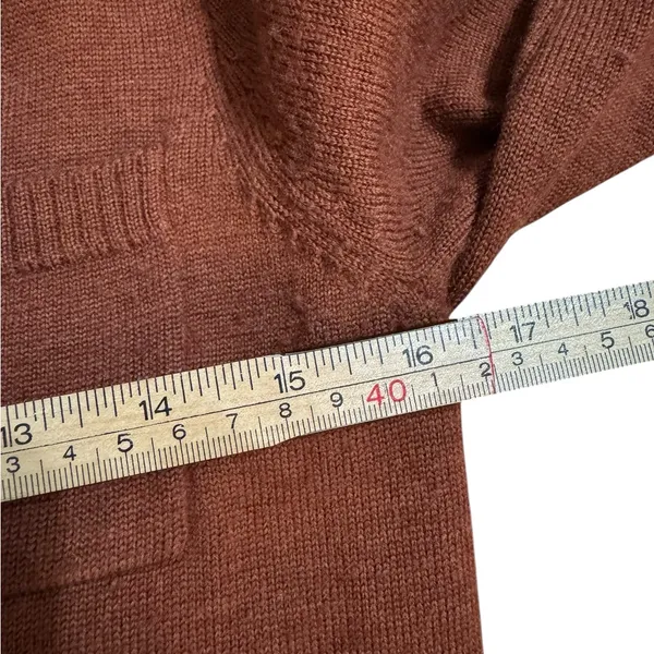 100% Merino‎ Wool Cardigan Sweater Brown Button Front Pocket Classic Sz XS - Image 6