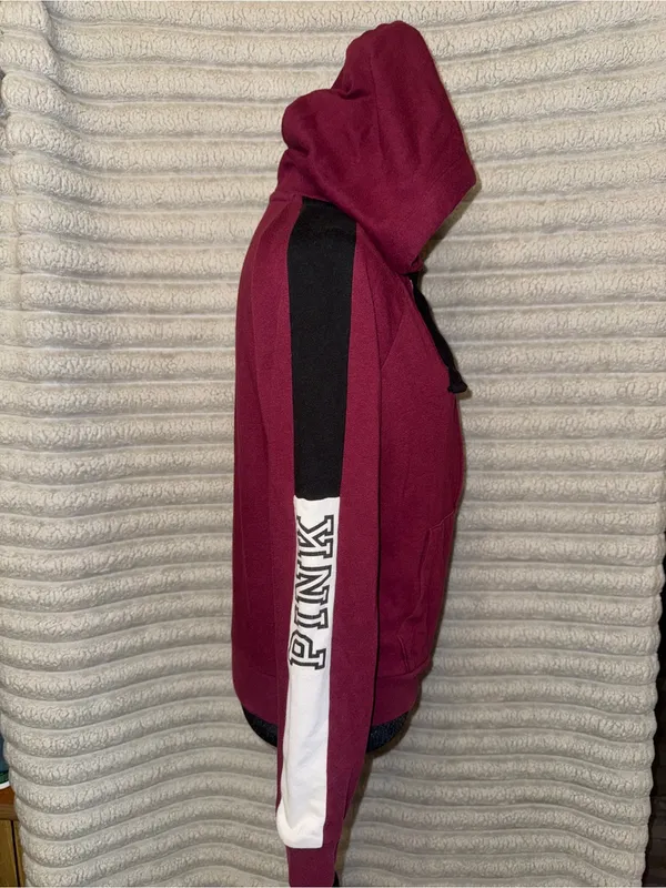 Victoria’s Secret PINK Burgundy Zip Hoodie S - Image 4