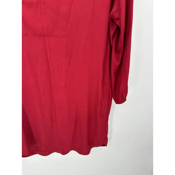 Madewell Red V-Neck Long Sleeve High Low Shift‎ Dress Womens Size Small S BW8 - Image 3