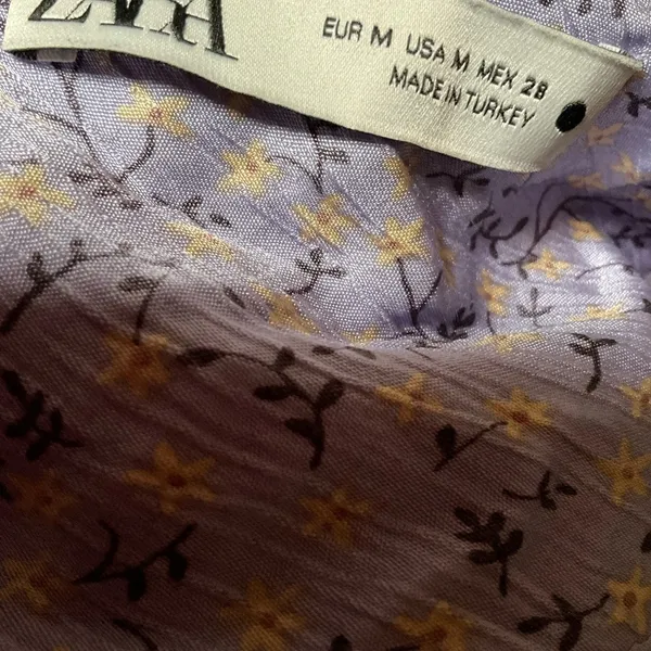 Zara straps slip‎ purple ditsy floral spaghetti dress medium satin - Image 5