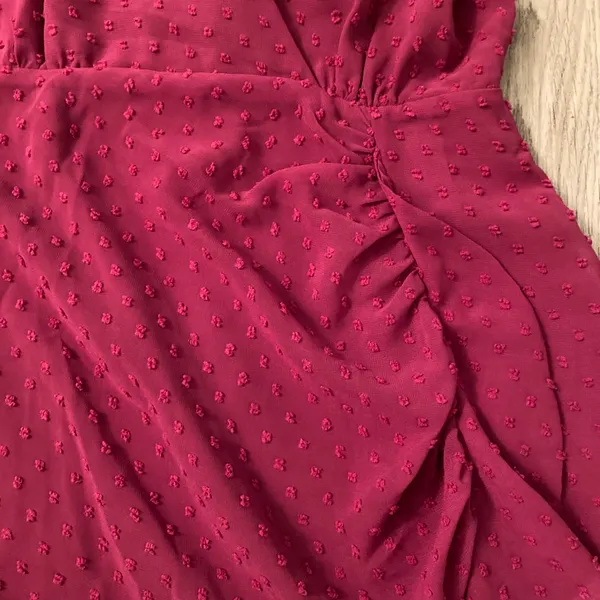 Lulu's For Us to Dance Magenta Swiss Dot Ruffled Midi Dress Size S NWT - Image 6