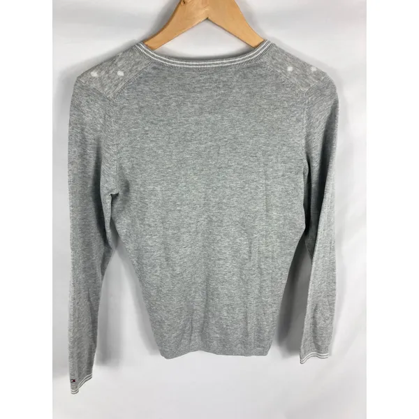 Tommy Hilfiger Pima Cotton Grey w White Polka Dot Lightweight sweater size M - Image 3