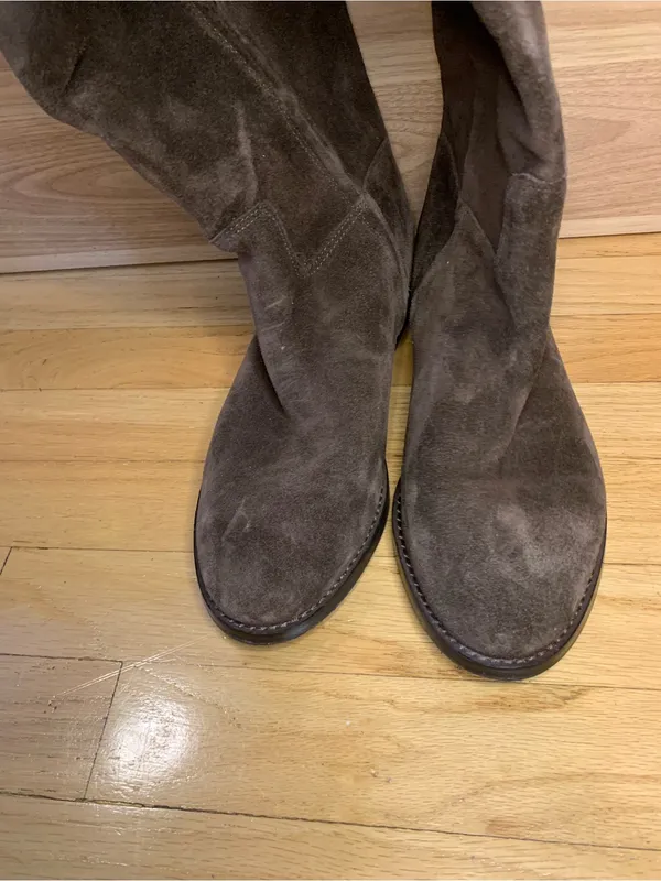 Tory Burch Brown T Lock Suede Riding Boots - Size 9 - Image 5