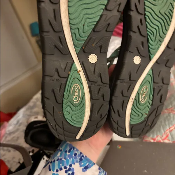 Chacos Sandals Womens Size 10 Active Strappy Green Geo Print Buckle Logo - Image 6