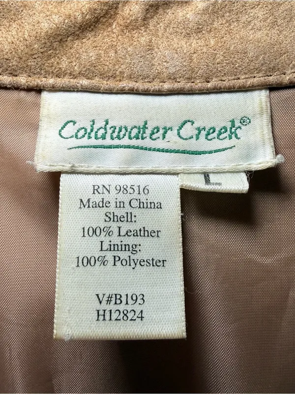 Coldwater Creek Suede Leather Jacket Women’s Large Tan Cowboy Snap Lined Western - Image 3