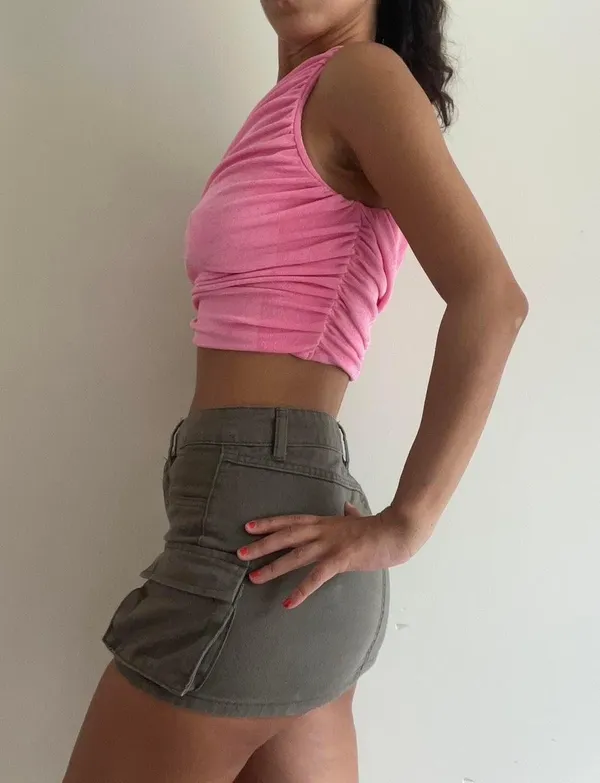 Pink Shiny Going Out Top Small - Image 2