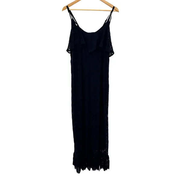 Melissa Odabash Black Lace Maxi Dress Cover Up Crochet Sleeveless‎ L Resortwear - Image 3