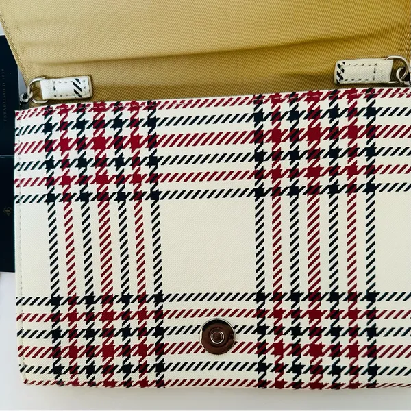Brooks Brothers Red Fleece Womens Leather Envelope Crossbody Bag Plaid New W Tag - Image 7