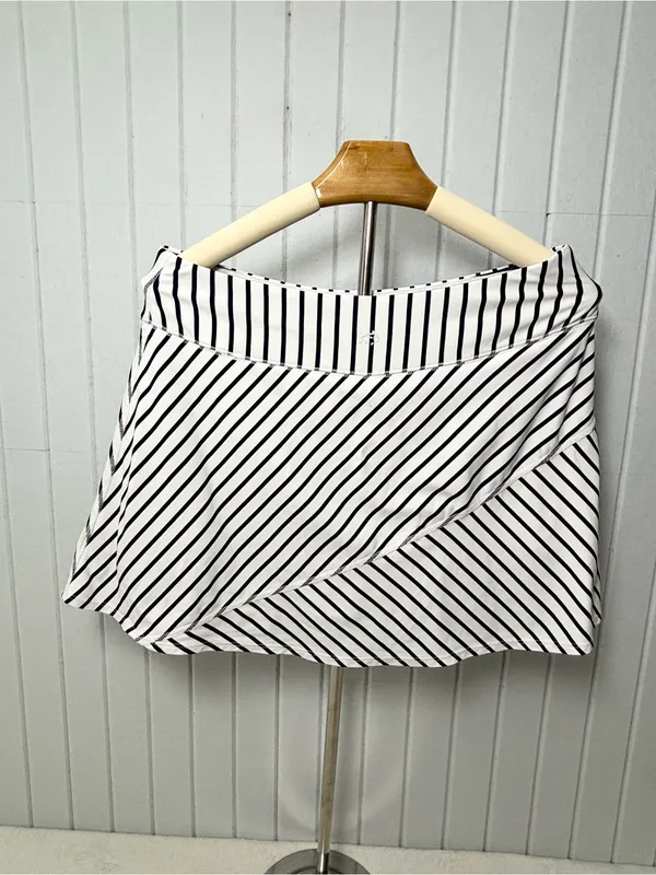Southern Tide White and Navy Striped Skater Skirt Size‎ M - Image 2