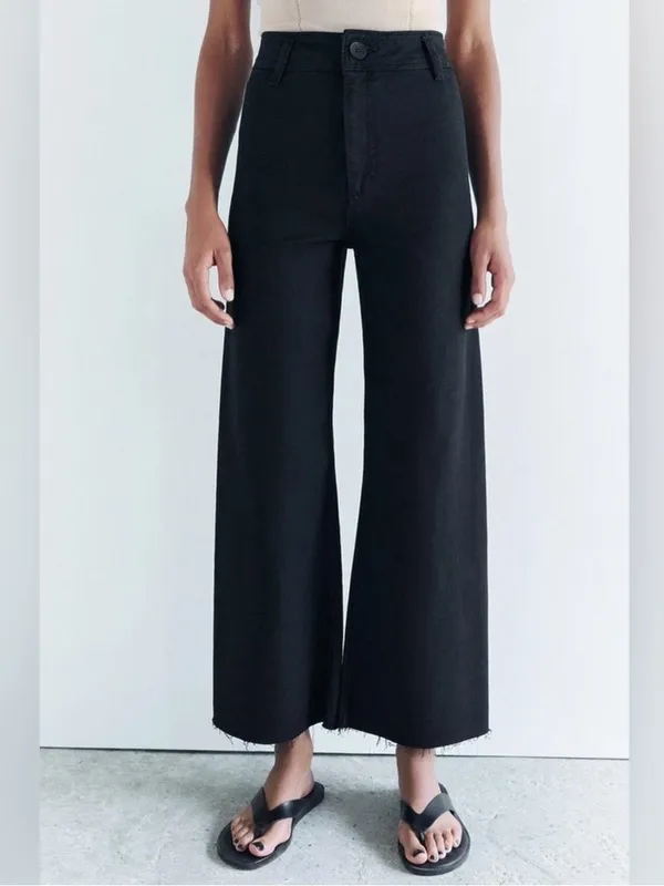 ZARA The Marine Straight Jeans in Black Size 6 - Image 4
