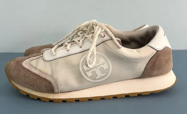 Tory Burch Annie Nylon Suede Ivory White Runner Sneakers - Image 4