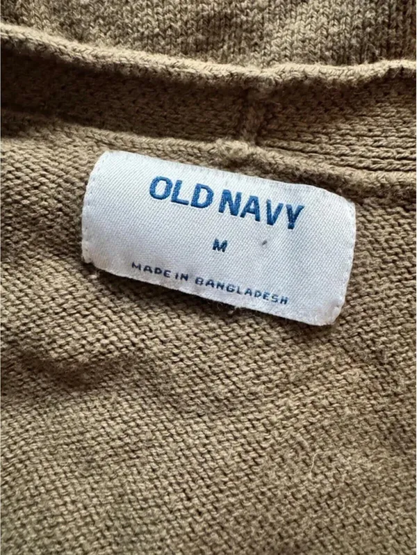 Old Navy Taupe Open Front Cardigan Sweater Pockets Medium - Image 3