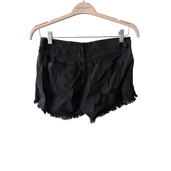 One Teaspoon Sz XS/26 Marlons Black Low Waist Cut Off Summer Denim Jean Shorts - Image 3