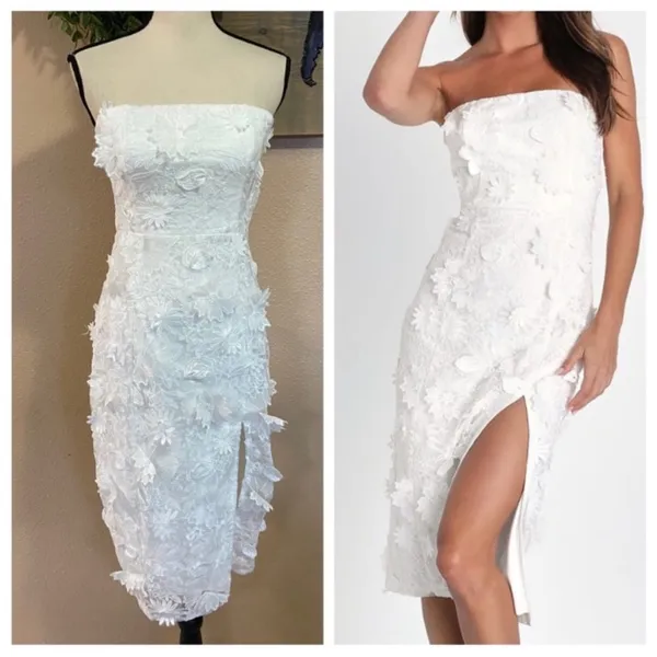 NWT Lulus Elevated Sensation White 3D Floral Embroidered Midi Dress - Image 2