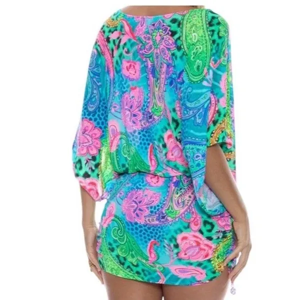 New Luli Fama SEAGLASS FANTASY South Beach Dress Multicolor Coverup Vibrant - Image 2