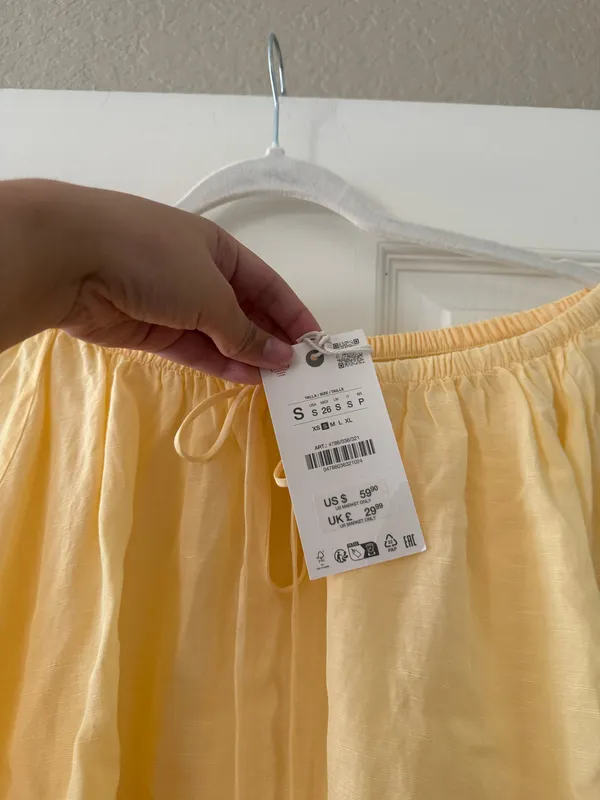 BNWT Zara ZW Collection Pastel Yellow Linen Blend Blouse - Image 10
