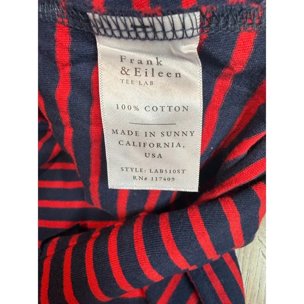 Frank & Eileen Patrick Popover Navy Red Striped Cotton Tee Lab Shirt Size Medium - Image 6