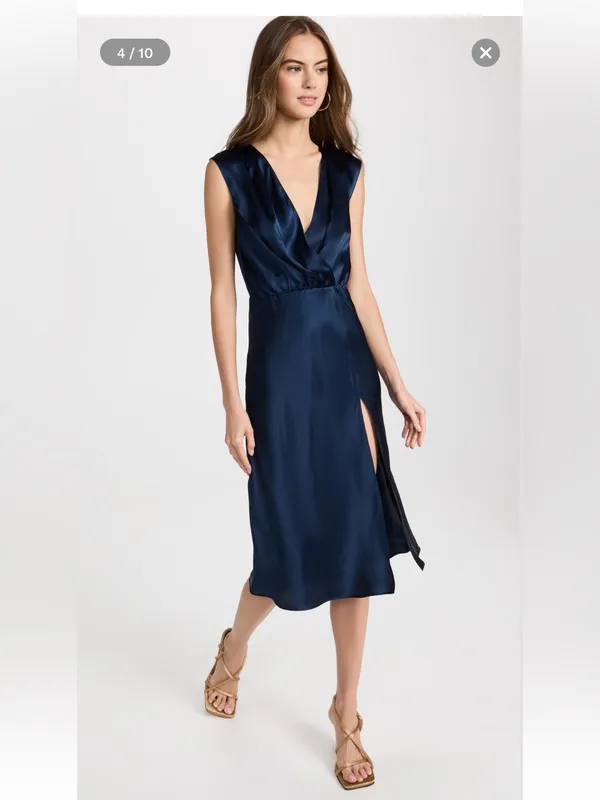 NWT Amanda Uprichard Matthew’s dress, navy blue “ink” 100% silk size XS - Image 3