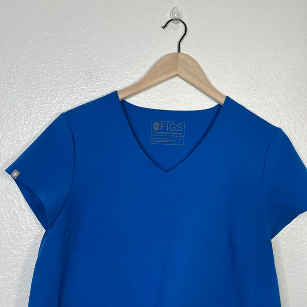 FIGS Womens Technical Collection V-Neck Blue Scrub Top S - Image 3