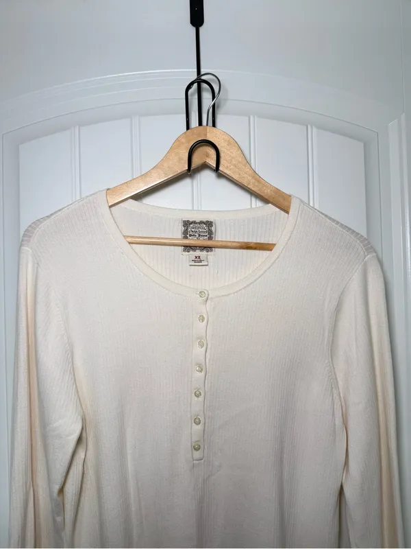 Original Ralph Lauren Polo Jeans Ribbed Henley Top Granola Girl Minimalist - Image 3