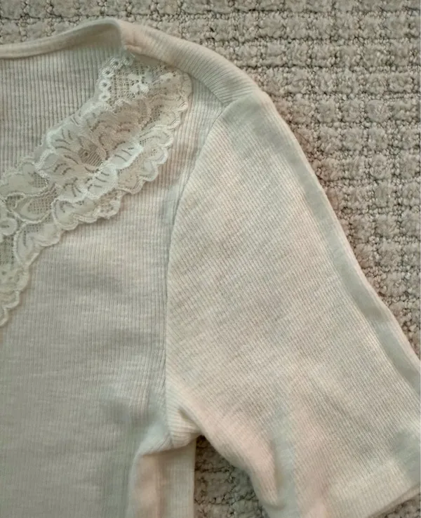 Cream Lace Short Sleeve Blouse  - Image 5
