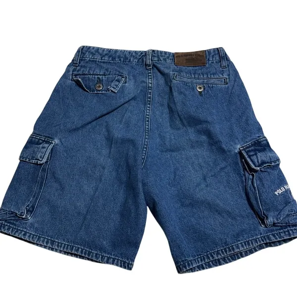 Vintage Polo Ralph Lauren Cargo Denim Shorts Jean Women's Plus Size 18 - Image 2