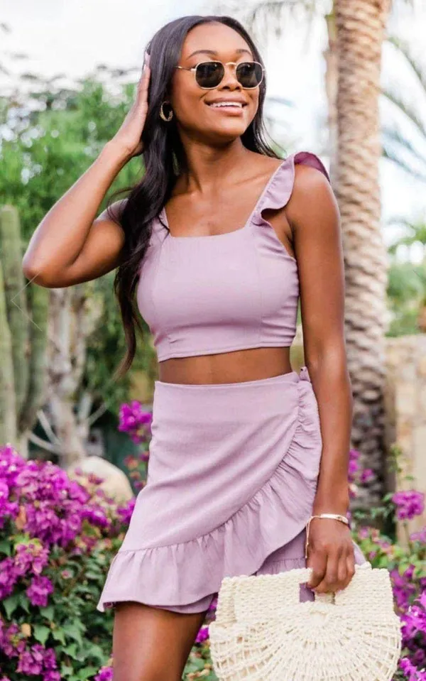 Pink Lily Meant To Be Top Skirt Mauve Set 💜 Small - Image 4