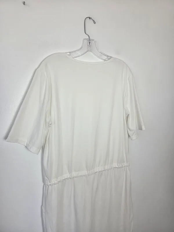 White T-Shirt Dress Midi Sporty Casual Minimalist Summer Coastal Nautical Large - Image 6