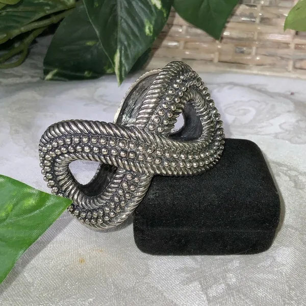 Infinity Heavy Spring Action Stainless Steel & Rhinestones Bracelet - Image 4