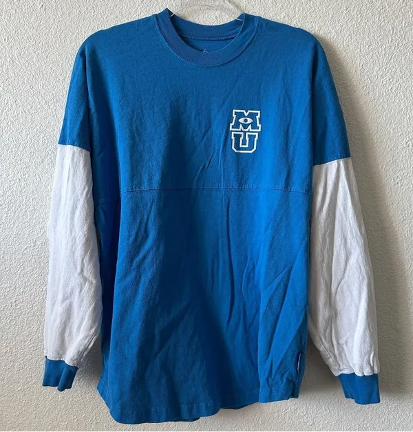 DISNEY Spirit Jersey Monsters University MU Oversized Long Sleeve Shirt Sz. S - Image 4