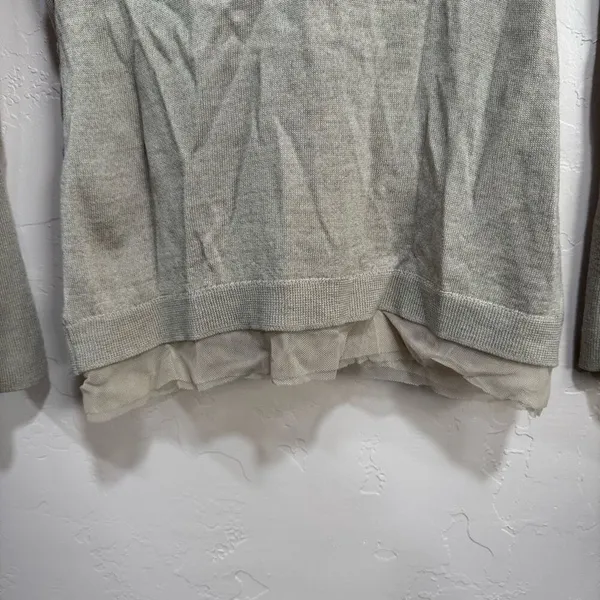 Ann Taylor Loft Taupe Beige Long Sleeve Cardigan Sweater SZ Small JEWLED V NECK - Image 4