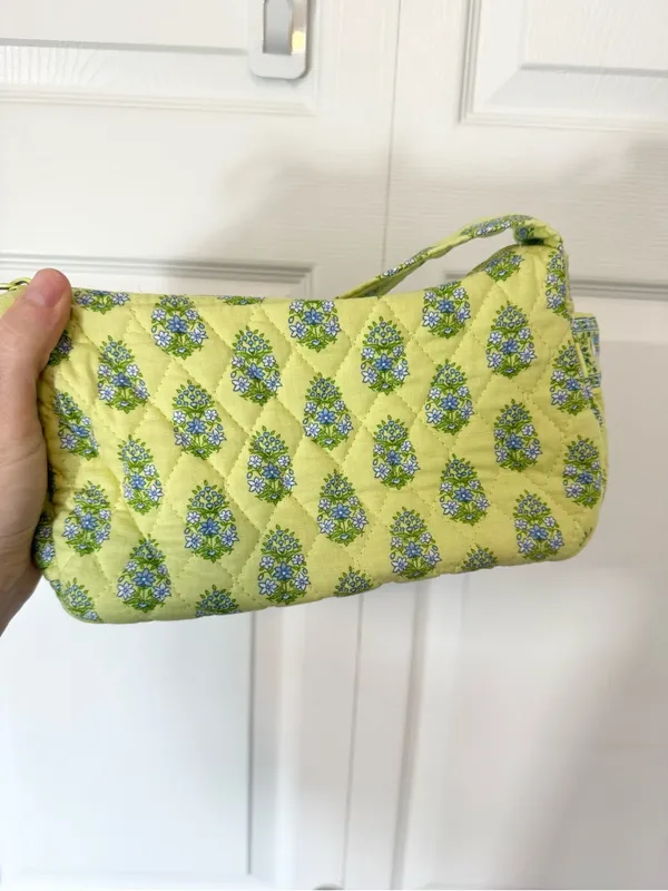 Vintage Vera Bradley Green Blue Floral Elephant Quilted Shoulder Bag USA - Image 5