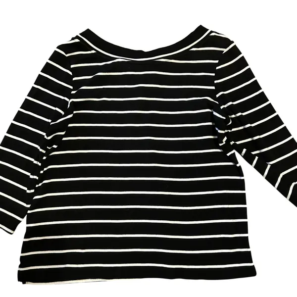 CHICO'S 2 LG Black White Stripe Knots Nautical Print Knit Top Preppy Casual - Image 4