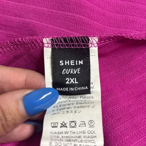Shein Curve 2XL Hot Pink‎ Textured Knot Front Slip Mini Dress Sexy Summer Vacay - Image 5