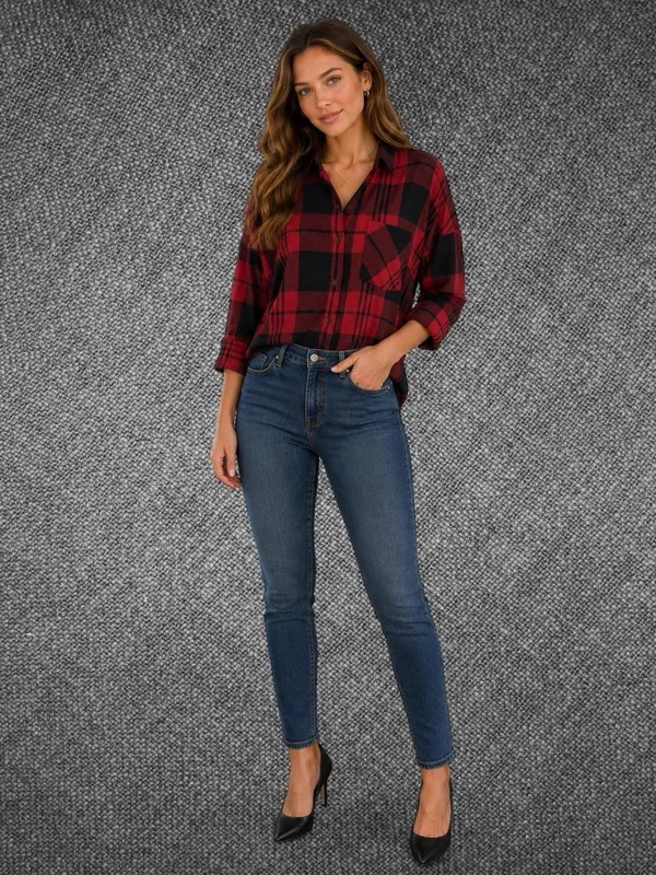 Classic Red & Black Plaid Button-Up Shirt - Image 3