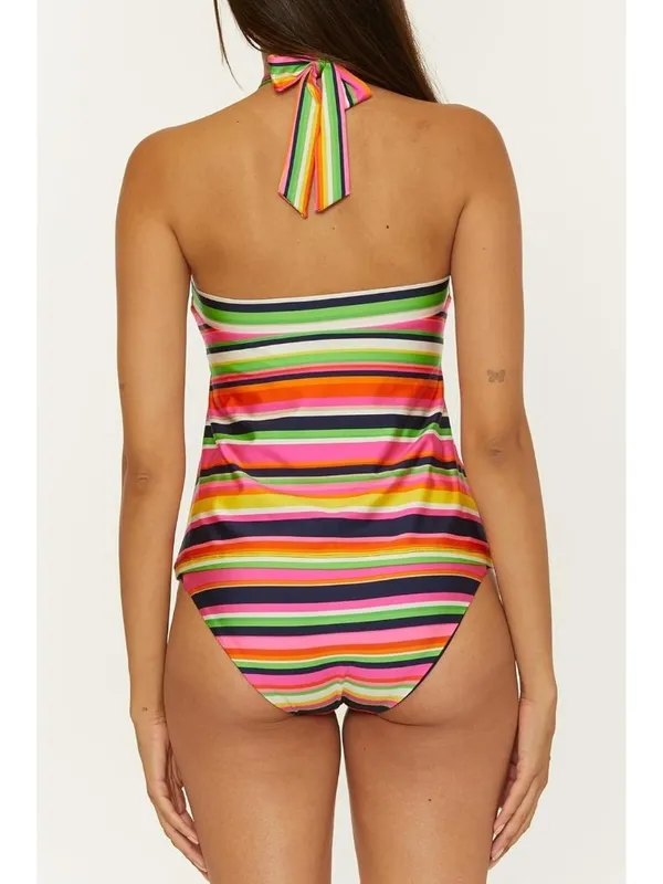 Trina Turk Womens 8 Anniversary Stripe Reversible High Neck Tankini Swimsuit Top - Image 6