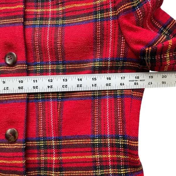 VTG Breeches Red Tartan Plaid Skirt‎ Suit Set Womens 8 Wool Blend Blazer Skirt - Image 5