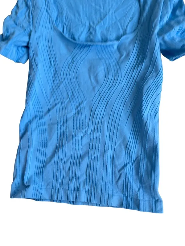 WOLFORD Blue Scoopneck Short Sleeve Base Top Size Small - Image 4