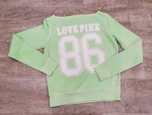 Victoria's Secret PINK Green Sweatshirt Size Small - Image 4
